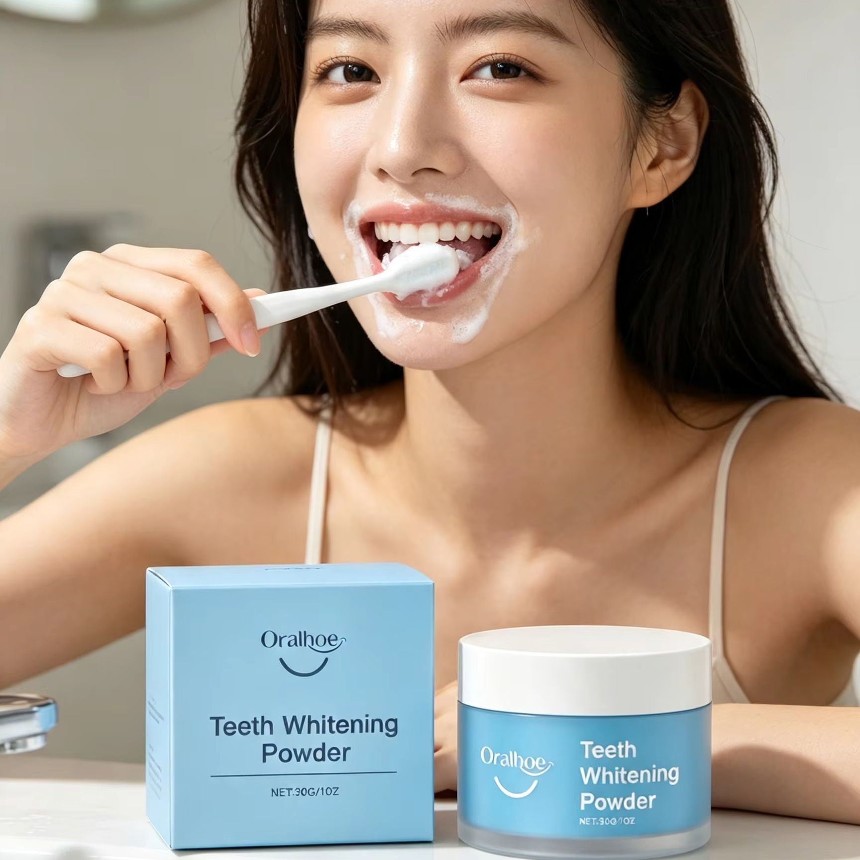 Teeth Whitening Powder - ผงแปรงฟัน Oralhoe สำหรับขจัดคราบฟัน ทำความสะอาดล้ำลึก ลมหายใจสดชื่น ขจัดคราบพลัค