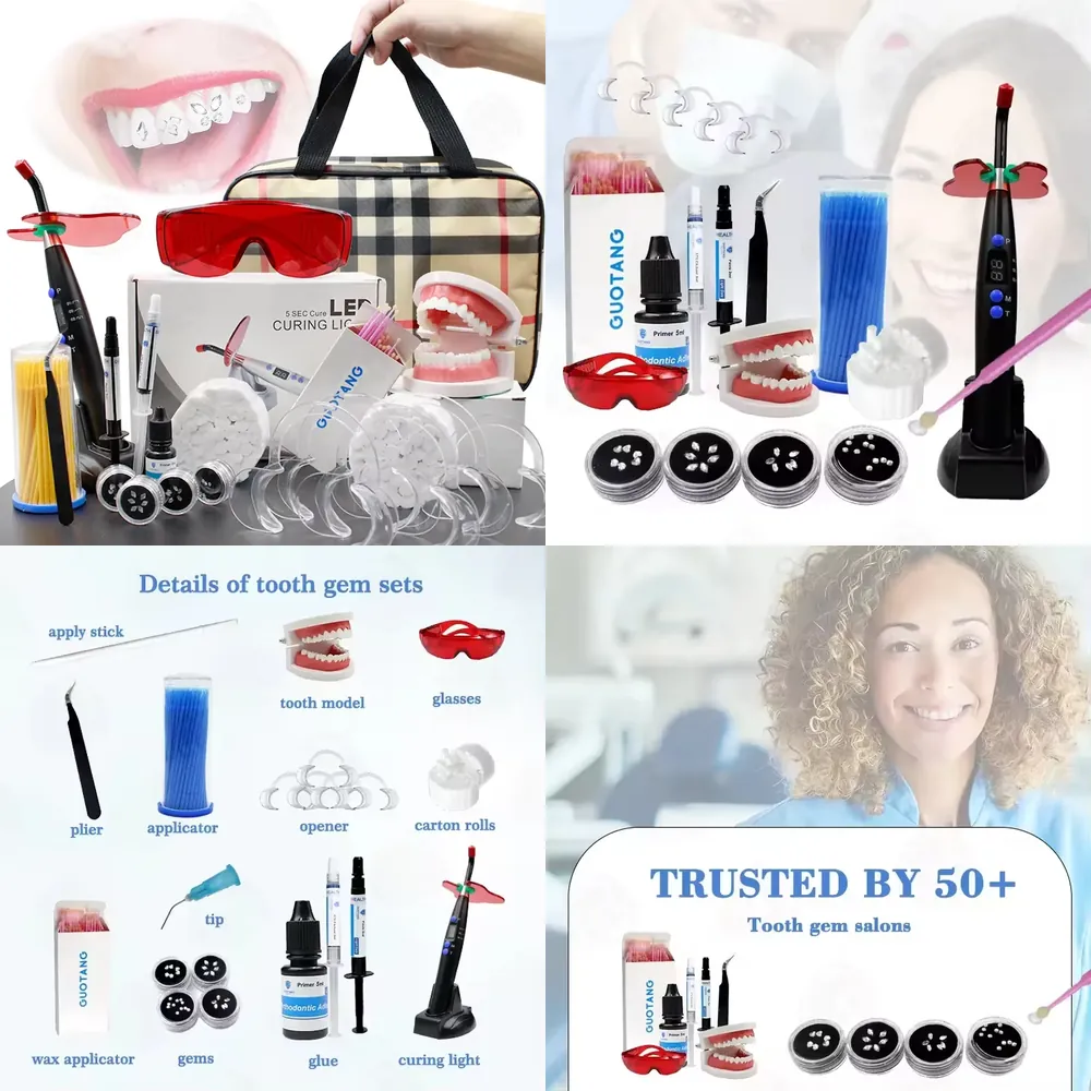 Teeth Whitening Home Kit - 【CHIMU HOME】 ชุดอุปกรณ์ติดเพชรฟันสำหรับใช้ในบ้าน คริสตัลตกแต่งฟันระดับมืออาชีพ ชุดอุปกรณ์ติดเพชรฟัน DIY