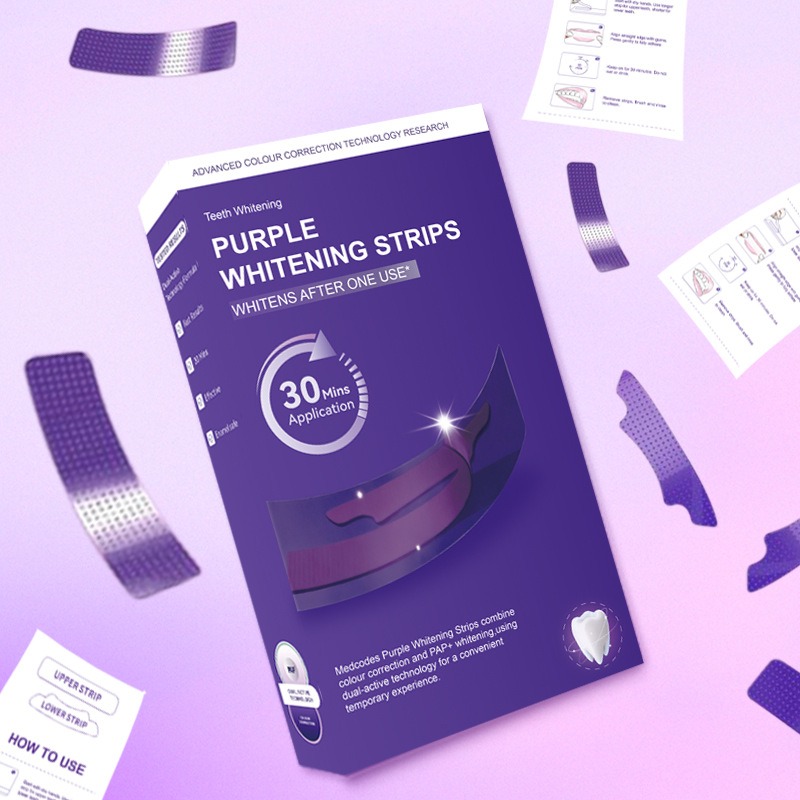 แผ่นฟอกฟันขาว V34 สีม่วงเรืองแ - Teeth Whitening Strips บทวิจารณ์และราคา