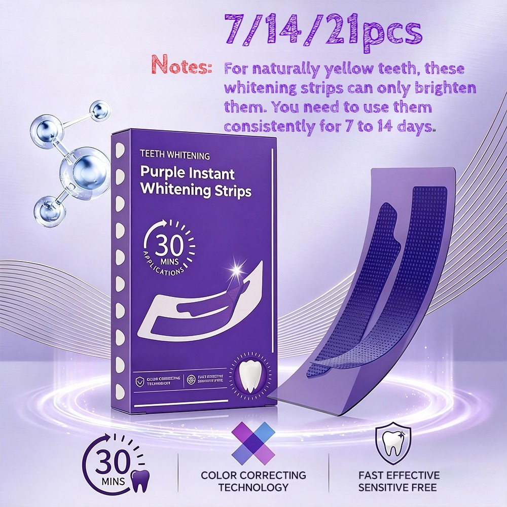 แถบฟอกสีฟันสีม่วง 7/14/21 ชิ้น - Teeth Whitening Quick บทวิจารณ์และราคา