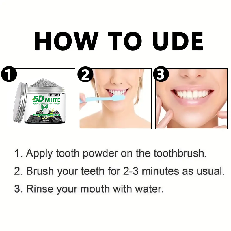 YUlTlKUE 5D ไวท์ แอคทิเวท ชาร์ - Teeth Whitening Powder บทวิจารณ์และราคา